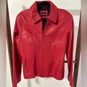 Underground Red Leather Jacket With Pockets Size Medium
